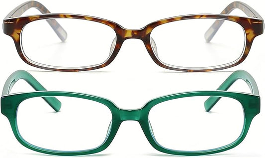 HJSTES Retro Clear Rectangle Glasses for Women Men Fake Blue Light Blocking Lens Narrow Frame Non Prescription Eyeglasses