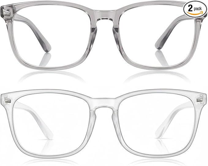 2 Packs Professional Sleep Glasses with 97.6% Blue Light Blocking Dual AR Coatings Clear Lens, Computer Gaming Glasses for Men Women, Anti Fatigue & Eye Strain