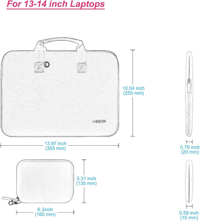 Hseok Elastic Laptop Case 13.3-14 Inches Sleeve with Small Case, Neoprene Carrying Bag Compatible with MacBook Neo 14, MacBook Pro 14 M5/M4/M3/M2/M1, XPS 14 and Most 13.3-14 Notebooks,B02K01