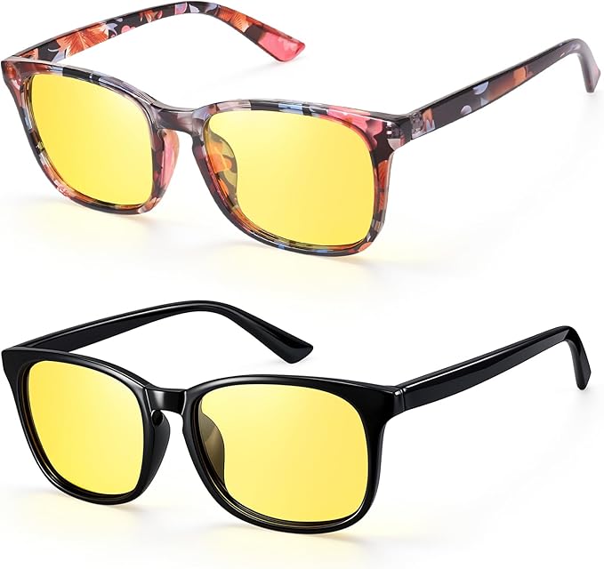 Polarized Sunglasses for Women Men, Night Driving Glasses Anti Glare Yellow Lens UV 400 for Day Night Use