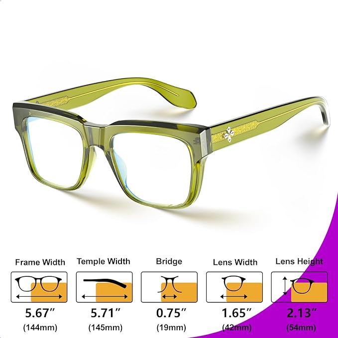VISOONE TR90 Square Blue Light Blocking Glasses Fashion Computer Eyewear for Women and Men RANDI