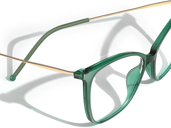 VISOONE Oversized Cat Eye Blue Light Blocking Glasses for Women Large Cute Lightweight Eyeglasses Metal Frame Calina