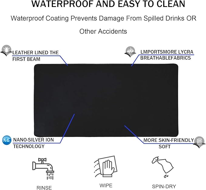 Large Gaming Mouse Pad, XXL Extended Computer Keyboard Mouse Mat with Stitched Edges, 31.5" x 15.7" Non-Slip Waterproof Rubber Base Office Big Long Mousepad for Work, Game, Office, Home, Black