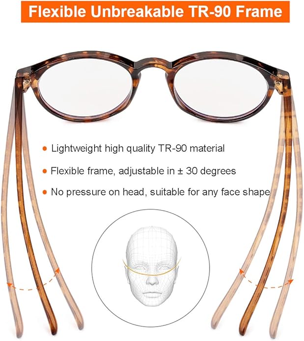 Gleyemor Blue Light Glasses for Men Women, Vintage Round Frame Computer Eyeglasses