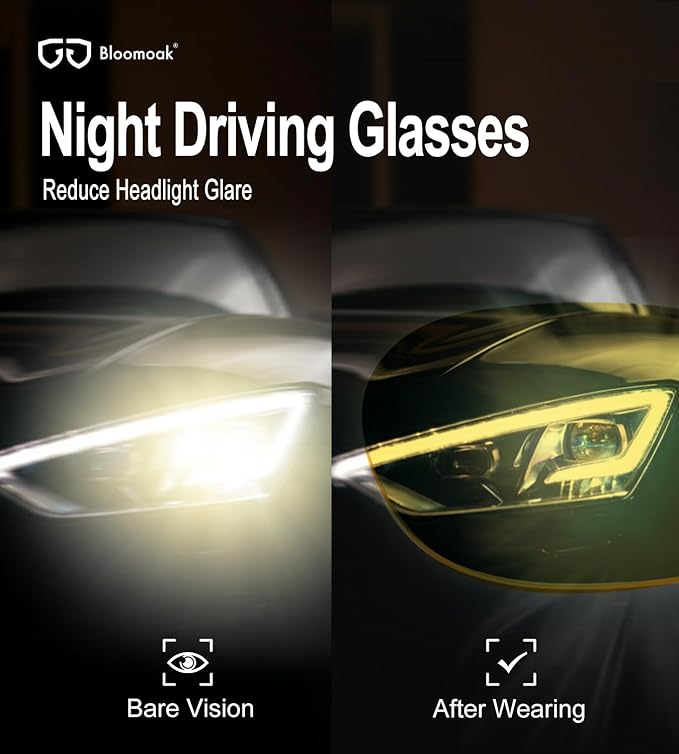 Bloomoak 100% Red Lens Blue Green Light Blocking Glasses- Dual AR Coatings Sleep Glasses Before Bed - Anti Glare, Fatigue
