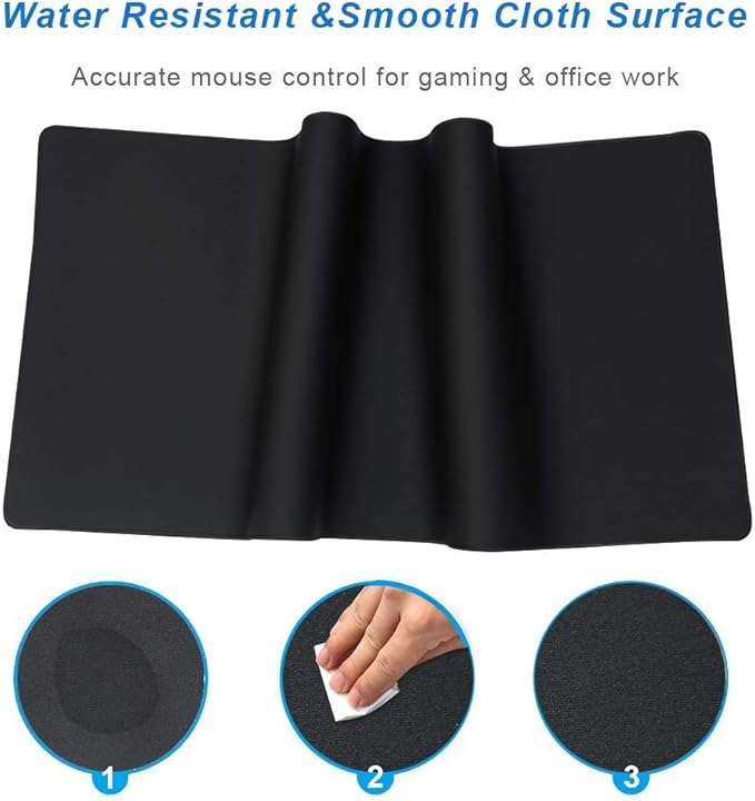 Extra Large Gaming Mouse Pads/Extended Protective Office Desk Mouse Mat Non-Slip Professional Precision Tracking Surface (35.4" x 15.7") for PC Computer Laptop (90x40Black001)