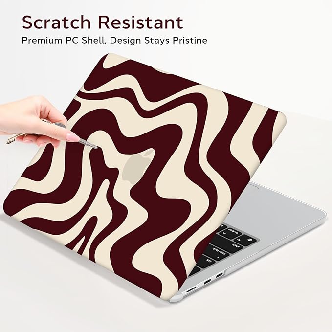 B BELK Compatible with MacBook Air 13 inch Case M5 2026 2025-2022 M4 M3 M2 A3449 A3240 A3113 A2681, Plastic Hard Shell+Keyboard Cover+Screen Protector for MacBook Air 13.6 inch Case, Marsala Red Wave