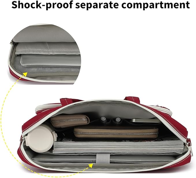 15-15.6 inch Laptop Shoulder Bag, for MacBook Pro 16, Hp Lenovo Dell 14 inch Waterproof Messenger Bag Case Sleeve (Wine red)