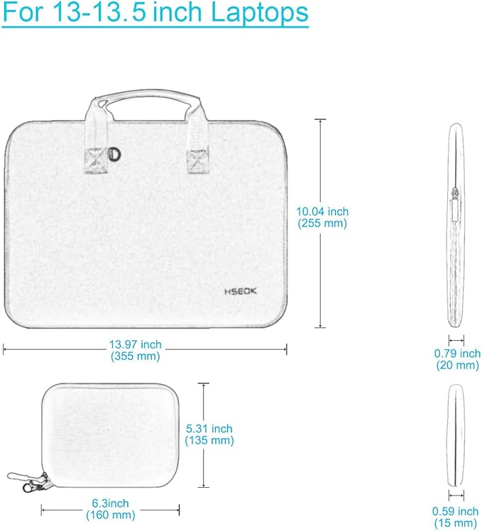 Hseok Laptop Sleeve 13.3-14 inch Case with Small Pouch, Neoprene Computer Bag Compatible with MacBook Neo/Pro 14 M5/M4/M3/M2/M1, Mac Air/Pro 13.3, XPS 14 and Most 13-14 inch Notebooks,S02B01