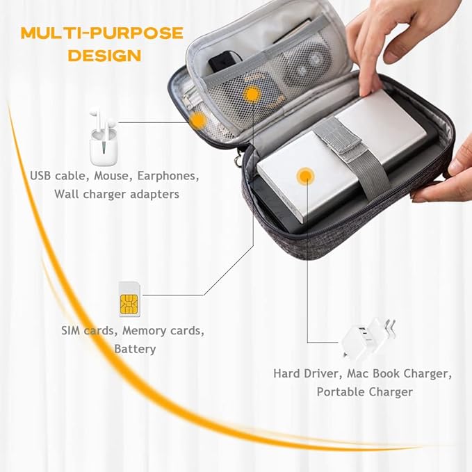 Electronic Organizer Bag Cable Organizer Travel Cord Organizer Case Pouch Portable Carrying Case for Charger Hard Drive Earphone USB SD Card (Navy)
