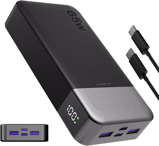 Portable Charger 65W Power Bank 20000mAh Compact USB C Laptop Power Bank Fast Charging Battery Pack for Laptop MacBook Dell XPS iPad Tablet Steam Deck iPhone 17/16/15/14 Series Samsung and More
