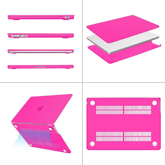MOSISO Compatible with MacBook Air 13 inch Case M5 2026 M4 2025 M3 M2 2024-2022 A3449 A3240 A3113 A2681,Hard Shell&Keyboard Cover&Screen Film&Pouch for MacBook Air 13.6 inch Case, Bright Rose
