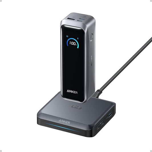 Anker Prime Power Bank and Charging Base, 20,100mAh 220W Max Portable Charger with Base for 6 Devices, Two-Way Charging, TSA-Approved, App Control, for MacBook, iPhone 17/16 Series, and More