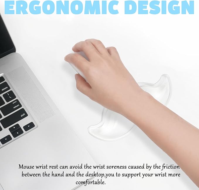 Gel Wrist Rest for Keyboard and Mouse Transparent White Mustache Elbow Pad Cushion Ergonomic Cute Clear Cool Mouse Wrist Pad Silicone Non-Slip Support for Computer Gaming Home Office Men Hand Pillow