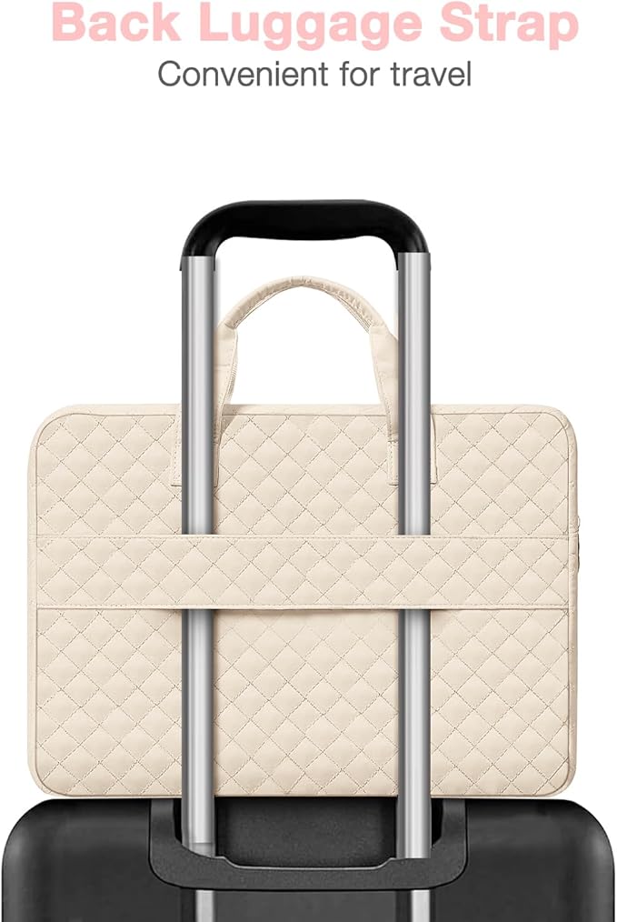 MOSISO 360 Protective Laptop Case 16 inch,15-15.6 inch Laptop Sleeve Compatible with MacBook Pro 16 M5 M4 M3 M2 M1 HP Acer Dell Lenovo,Square Quilted Bag Cover with 2 Pockets&Handle&Belt, Sand