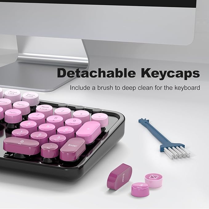 MOFII Wireless Computer Keyboard and Mouse Combo, Typewriter Full Size Keyboard with Number Pad and 2 in 1 USB Connected Mouse for PC Laptop Desktop Windows 7 8 11, Black & Pink