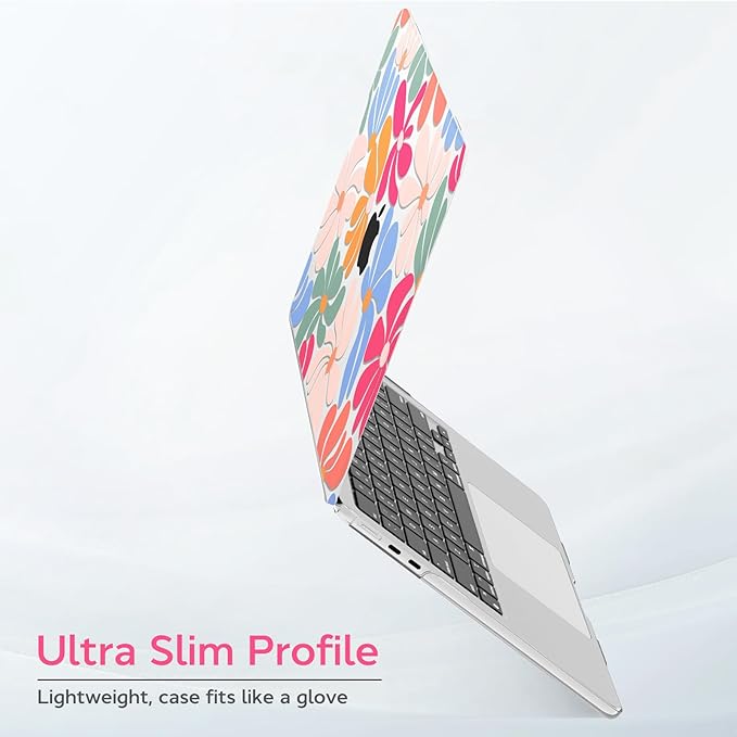 B BELK Compatible with MacBook Air 13 inch Case M5 2026 2025-2022 M4 M3 M2 A3449 A3240 A3113 A2681, Plastic Hard Shell+Keyboard Cover+Screen Protector for MacBook Air 13.6 inch Case, Colorful Flower