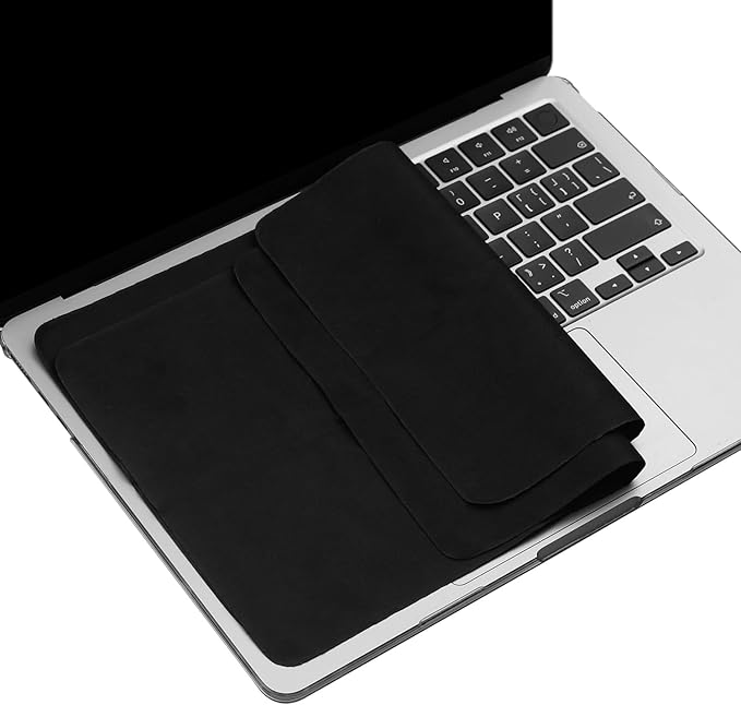 MUBUY-GOL 2 Pack Microfiber Liner Cleaning Cloth 13" with Screen Keyboard Imprint Protection, Laptop Keyboard Protector Compatible with MacBook Neo/Pro/AIR 13" and MacBook Pro 14"-Black