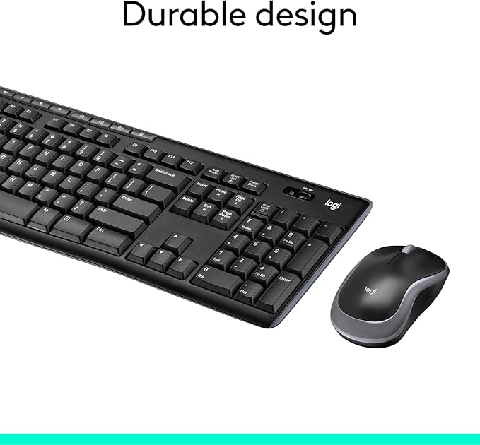 Logitech MK270 Wireless Keyboard and Mouse Combo for Windows,2.4 GHz,8 Multimedia Keys,PC,Laptop,Wireless Keyboard Compact Mouse Combo - Black,(Pack of 4)