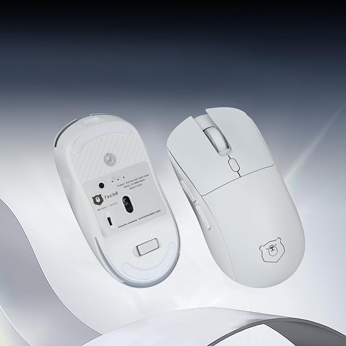 Gaming Mouse, Rechargeable Computer Mouse with with 2 Side Buttons, Type-C Adapter for Laptop, PC, Notebook - White