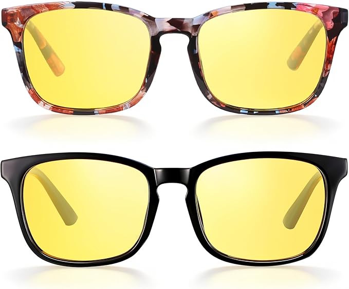 Polarized Sunglasses for Women Men, Night Driving Glasses Anti Glare Yellow Lens UV 400 for Day Night Use
