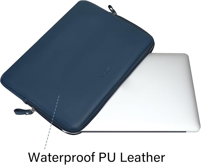MOSISO Laptop Sleeve Bag 13 inch Compatible with MacBook Air 13.6 inch 2025-2022 M4 M3 M2/Air 13 inch 2022-2018 M1/Pro 13 2025-2016 M2 M1, PU Leather Padded Bag Waterproof Case, Peacock Blue