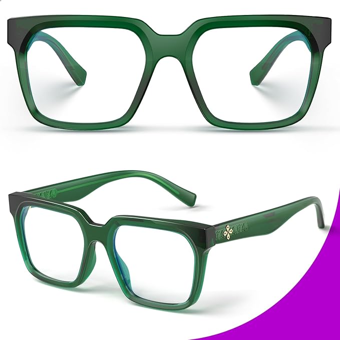 VISOONE 2 Pack Rectangle TR90 Blue Light Blocking Glasses Computer Eyewear with Preppy Look for Women and Men Cougar