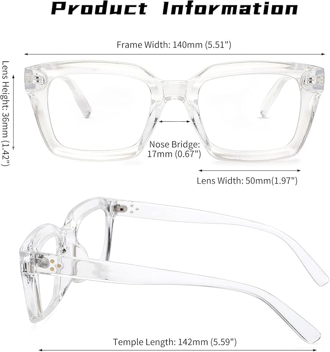 COASION Blue Light Blocking Eyeglasses Classic Thick Square Rim Frame Eyewear for Women Men