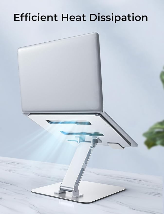 Adjustable Ergonomic Laptop Stand for Desk, Foldable Computer Stand, Stable Aluminum Lectern Notebook Riser & Portable Laptop Holder Mount Compatible with 10-16" MacBook Pro/Air, Dell, HP