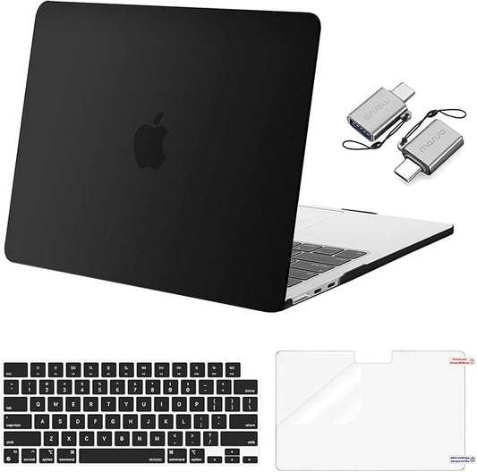 MOSISO Compatible with MacBook Air 13 inch Case M5 2026 M4 2025 M3 M2 2024-2022 A3449 A3240 A3113 A2681, Hard Shell&Keyboard Cover&Screen Film&Type C for MacBook Air 13.6 inch Case, Black