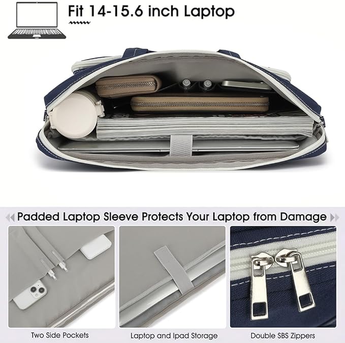 15-15.6 inch Laptop Shoulder Bag, for MacBook Pro 16, Hp Lenovo Dell 14 inch Waterproof Messenger Bag Case Sleeve (Dark blue)