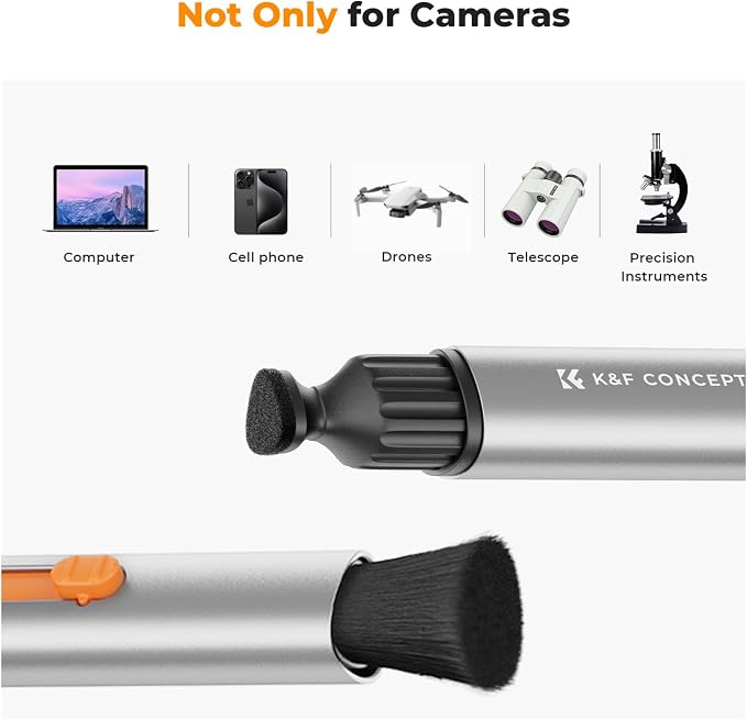 K&F Concept Multifunctional Lens Pen with Aluminum Alloy Pen Body, Carbon Head Camera Lens Brush for Canon, Nikon, Pentax, Sony Digital Camera Cleaning,AR VR Glasses Cleaning - Image 8