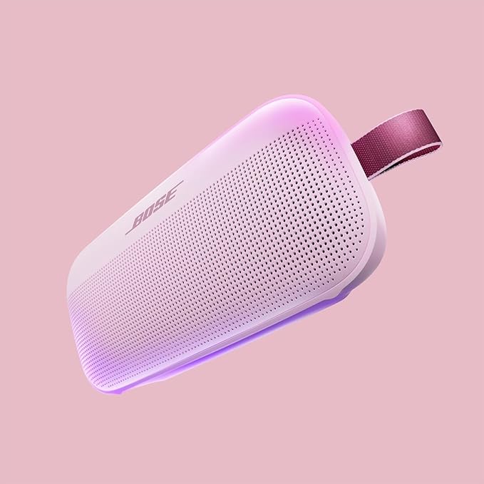 Bose NEW SoundLink Flex Portable Bluetooth Speaker (2nd Gen), Outdoor Speaker with Hi-Fi Audio, Up to 12 Hours Battery, Waterproof and Dustproof, with Slinger Hard Travel Case & USB Plug (Petal Pink)