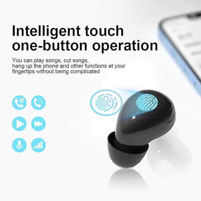 Invisible Mini Earbuds Wireless Bluetooth - Ultra Small in-Ear Headset Wireless Invisible Smallest Bluetooth Earbuds - Fitable for All Type Ears Stereo Sound Earphones IPX5 Waterproof
