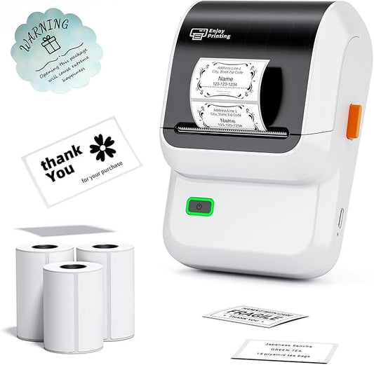 Label Maker Machine with 3 Tapes, M100 Bluetooth Label Printer, Versatile App with 3000 Icons and 300 Templates, 2 Inch Barcode Label Maker for Small Business, Office, Home, School, White