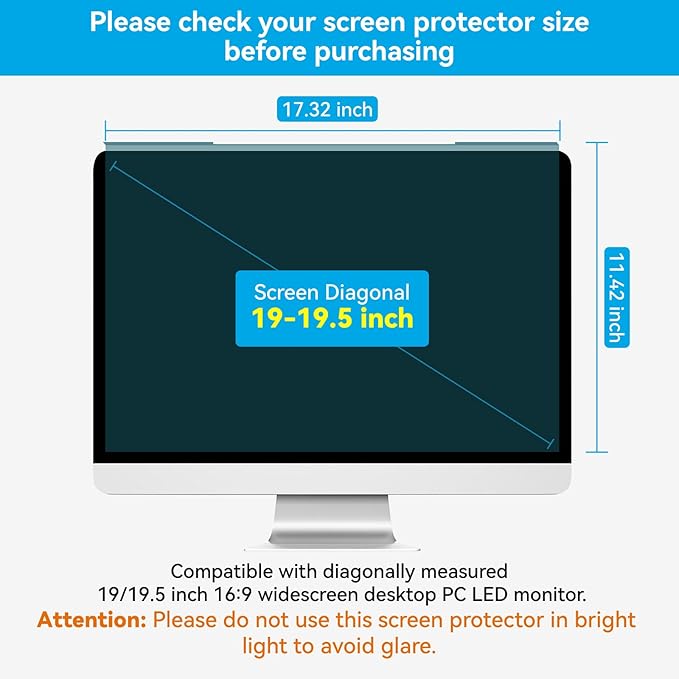 MOSISO 19-19.5 inch Computer Blue Light Blocking Screen Protector Anti-UV Eye Protection Filter Film Panel for Diagonal 19,19.5 inch 16:9 Widescreen Desktop PC LED Monitor(17.32x11.42 inch/L x W)