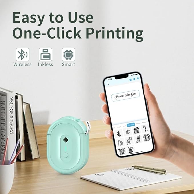 Mini Label Maker Machine with Tape, N12 Portable Thermal Printer, Bluetooth Label Maker, Sticker Printer with Multiple Templates for Small Business, Kitchen, School, Office Organization (Black)