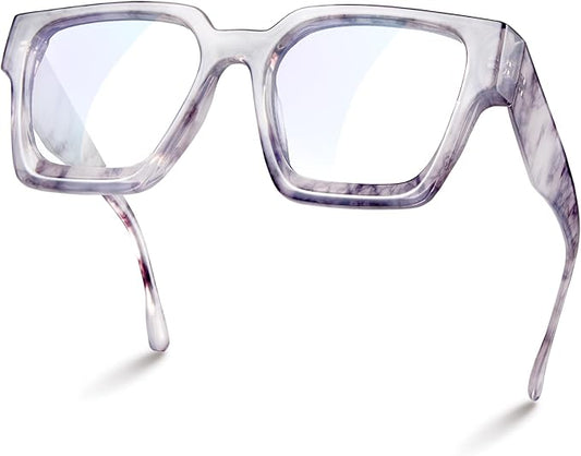 livho Oversized Eyewear Frame for Woman and Men - Rectangle Fashion Glasses for Computer, Chic Preppy Frame