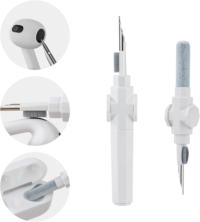 360?? Rotating Cleaner Kit for Airpods Pro 1 2 3 Multi-Function Cleaning Pen with Soft Brush Flocking Sponge for Bluetooth Earphones Case Cleaning Tools by ZenithPrime