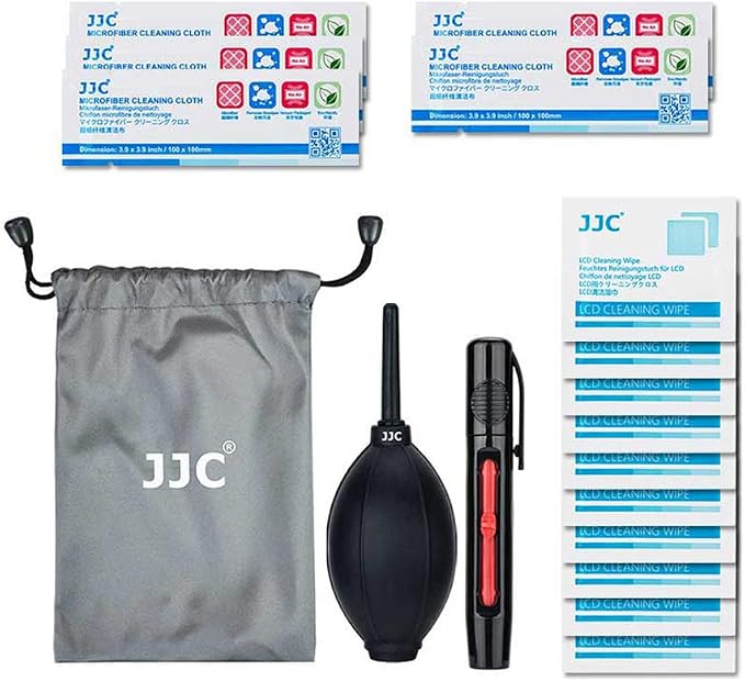 4 in-1 Camera Lens Cleaning Kit - Mirrorless & DSLR Sensor Cleaning Kit with Lens Blower, Microfiber Cleaning Cloth*5, Lens Cleaning Pen, Wipes*10 for Canon, Sony, Nikon by JJC