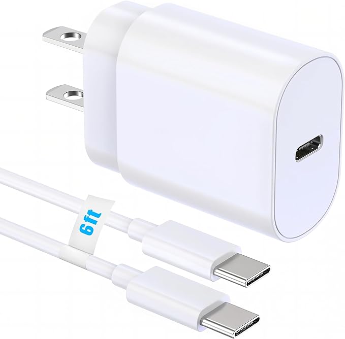 TT&C 30W USB-C Super Fast Charger with 6ft Type C Cable, PD Wall Block Compatible with iPhone 17/16/15 Pro Max/Air, iPad Pro, and Galaxy S25/S24-1 Pack