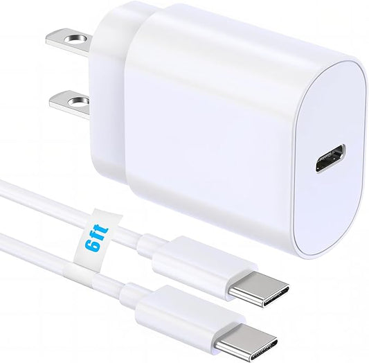 TT&C 30W USB-C Super Fast Charger with 6ft Type C Cable, PD Wall Block Compatible with iPhone 17/16/15 Pro Max/Air, iPad Pro, and Galaxy S25/S24-1 Pack