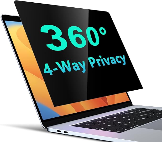 PYS 4-Way Privacy Screen for Laptop 14 Inch 16:9-360° Anti-Spy Filter, Matte Anti-Glare Protector, Scratch-Resistant Film, Laptop Privacy Filter Shield