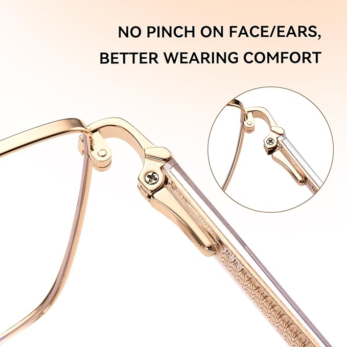 Dollger Blue Light Blocking Glasses for Women Trendy Oversized Computer Eyeglasses Cat Eye Metal Frame bluelight glasses Gold