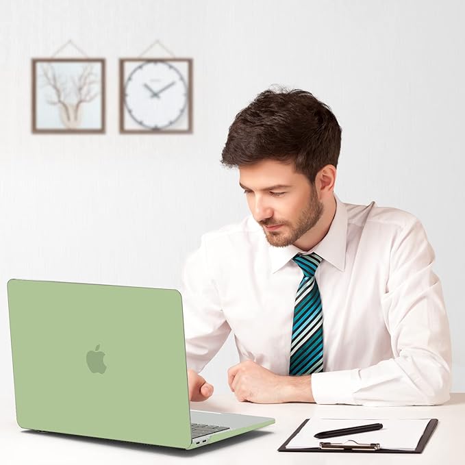 B BELK Compatible with MacBook Air 13 inch Case M1 2022 2021 2020 2019 2018 A2337 A2179 A1932, Matte Plastic Hard Shell+Keyboard Cover+Screen Protector for MacBook Air 13.3 inch Case, Avocado Green
