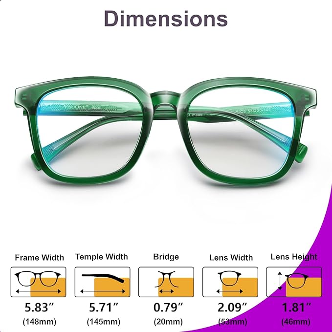 VISOONE Square Blue Light Blocking Glasses TR90 Anti Glare Computer Gaming for Women Men NOE