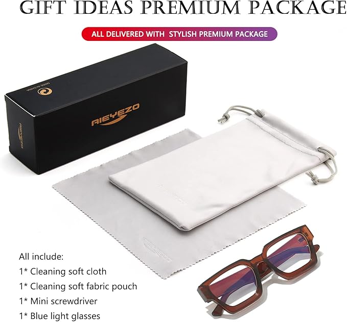 AIEYEZO Square Thick Frame Glasses for Women Men Fashion Blue Light Glasses Trendy Chic Computer Eyeglasses