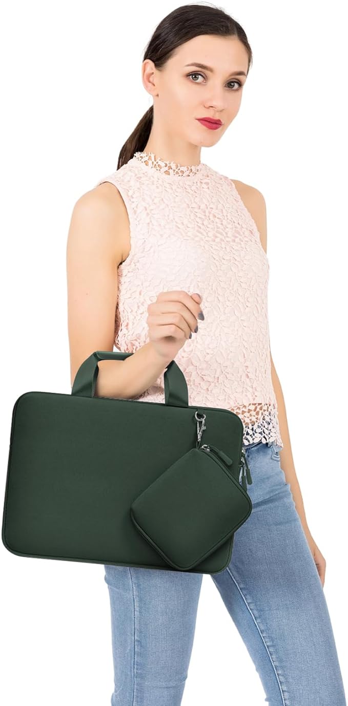 MOSISO Laptop Case 15 inch, Laptop Sleeve Bag Compatible with MacBook Air 15 inch M5 M4 M3 M2 2026-2023, Dell XPS, Neoprene Carrying Computer Bag with Handle&Detachable Small Case, Emerald Green