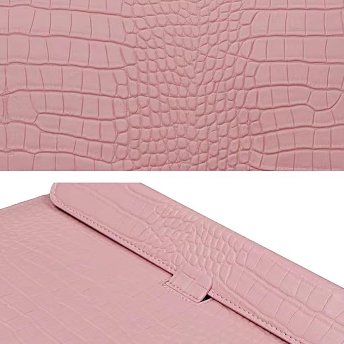 Protective Slim Portable Laptop Sleeve 13-13.6 Inch Crocodile PU Leather Case for MacBook Neo 13 A18 Pro A3404 / Air 13 / Pro 13 M5 A3449 M4 A3240 M3 M2 M1, for HP Dell Lenovo Notebook, Pink