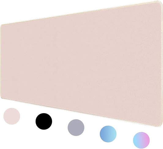 Bloss Beige Desk Mat, Non-Slip Desk Pad Mat, Large Desk Mat for Keyboard and Mouse, Desk Mousepad with Stitched Edges, Keyboard Pad for Gamer, Office(35.4×15.7 Inches)